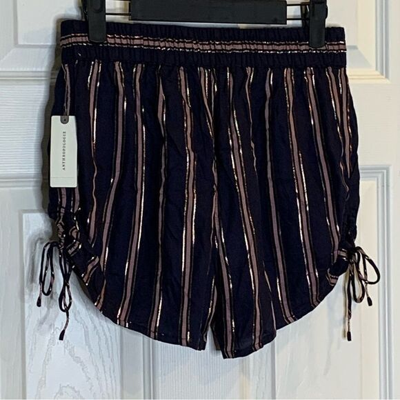 Anthropologie Cameron Metallic Striped Side Tie Shorts Size XS - Picture 4 of 13